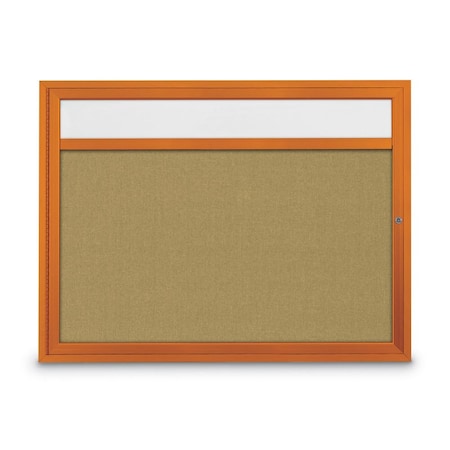 Slim Enclosed Corkboard, 30x36, White Alum Frame/Buff